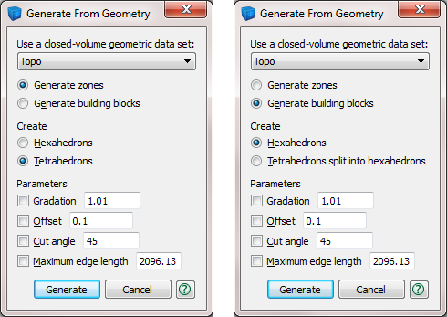 Generate From Geometry dialog