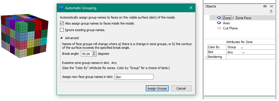automatic grouping dialog